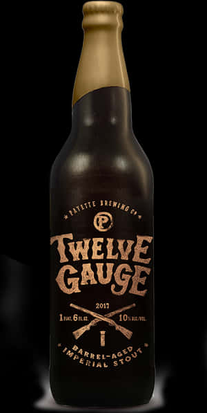 Twelve Gauge Barrel Aged Imperial Stout Bottle2017 PNG image with transparent background