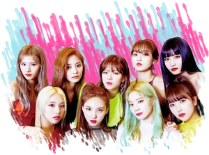 Twice Members Colorful Backdrop PNG Image