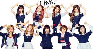 Twice Members Heart Shaped Hand Gesture PNG Image