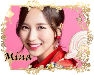 Twice Mina Floral Frame PNG Image