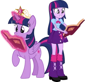 Twilight Sparkle Ponyand Human Forms PNG Image