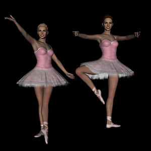 Twin Ballerinasin Pink Tutus PNG with transparent background