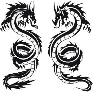 Twin Dragon Tattoo Design PNG Image