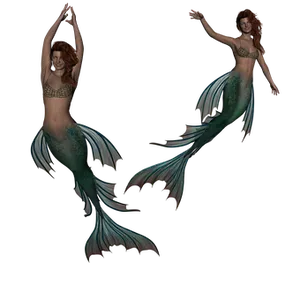 Twin_ Mermaids_ Dancing_in_the_ Dark PNG Image