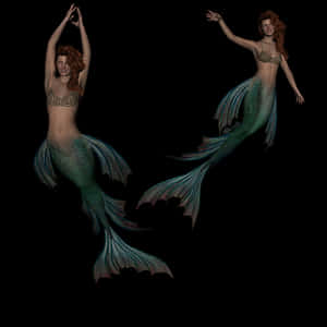 Twin_ Mermaids_ Dancing_in_the_ Dark PNG image with transparent background