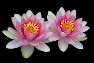 Twin Pink Water Lilies PNG with transparent background