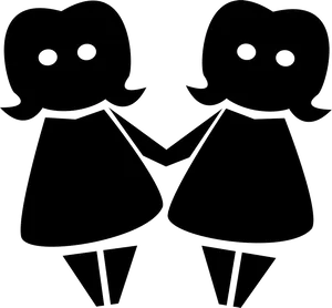 Twin Silhouette Graphic PNG Image