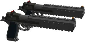 Twin Submachine Guns3 D Model PNG Image