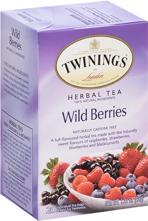 Twinings Wild Berries Herbal Tea Box PNG Image