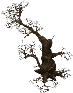 Twisted Dead Tree Silhouette PNG Image