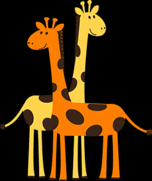 Two Cartoon Giraffes Standing PNG image with transparent background