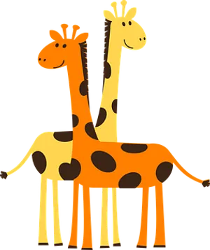 Two Cartoon Giraffes Standing PNG Image