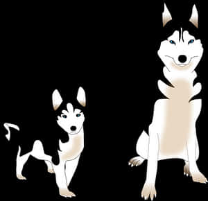 Two Cartoon Huskies Illustration PNG image with transparent background