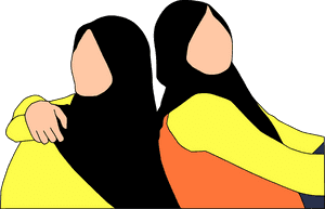 Two Friends Sideby Side Vector Illustration PNG with transparent background