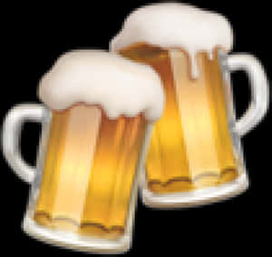 Two Frothy Beer Mugs PNG image with transparent background