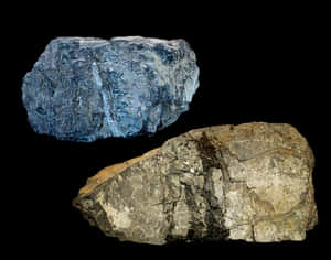 Two Geological Specimenson Black Background PNG with transparent background