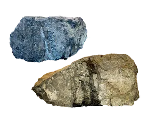 Two Geological Specimenson Black Background PNG Image