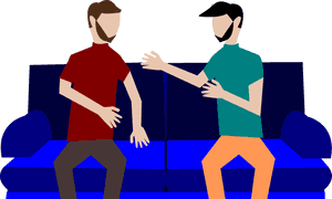 Two Men Conversation Couch Illustration PNG image with transparent background