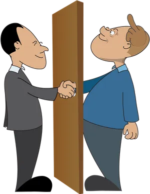 Two Men Shaking Hands Around Corner PNG Image