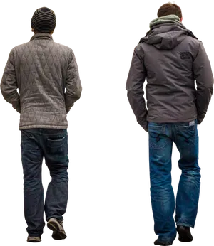 Two Men Standing Back View PNG Image