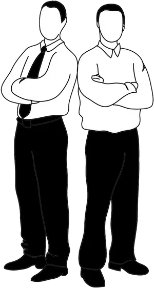 Two Men Standing Silhouette PNG Image