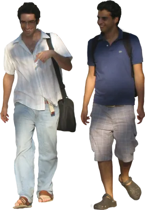 Two Men Walking Casually PNG Image