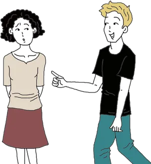 Two People Interacting Cartoon PNG Image