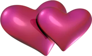 Two Pink Hearts Together PNG Image