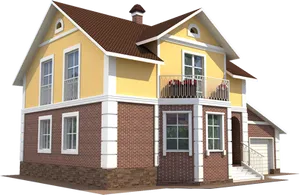 Two Story Suburban House Rendering PNG Image