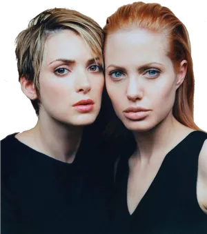 Two Women Intense Gaze PNG Image