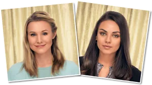 Two Women Portrait Comparison PNG Image