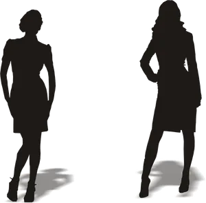 Two Women Silhouettes Standing PNG Image