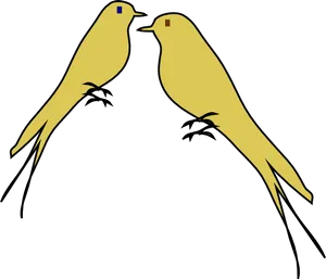 Two Yellow Birds Simple Illustration PNG Image