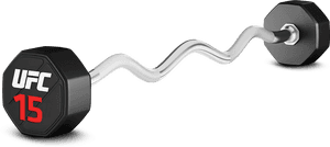 U F C Branded Curved Barbell PNG image with transparent background