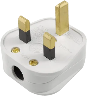 U K Three Pin Plug White Background PNG Image