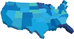 U S A3 D Geographical Map PNG Image