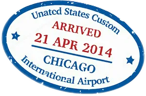 U S Customs Chicago Arrival Stamp2014 PNG Image