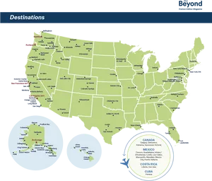 U S Flight Destinations Map PNG Image