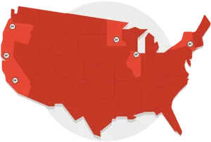 U S Map Red States Police Badges PNG Image