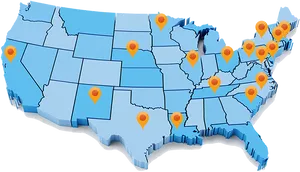 U S Mapwith Location Pins PNG Image