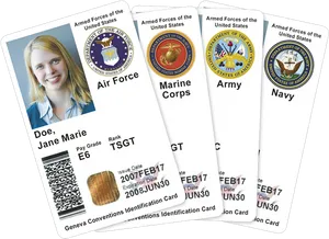 U S Military Branch I D Cards PNG Image