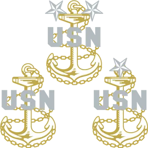 U S N Anchorsand Stars Graphic PNG Image