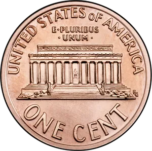 U S One Cent Coin Reverse PNG Image