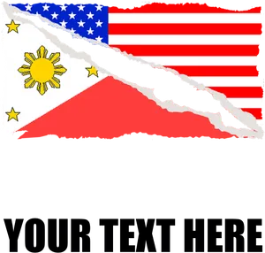 U S Philippines Torn Flag Fusion PNG Image