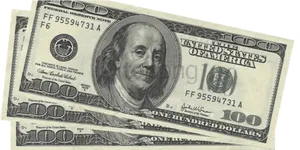 U S100 Dollar Bills Fanned Out PNG Image