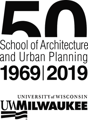 U W M Schoolof Architectureand Urban Planning50th Anniversary Logo PNG image with transparent background