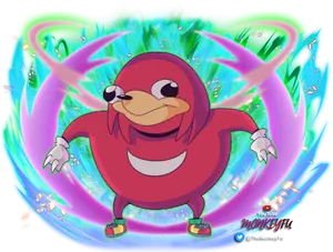 Ugandan Knuckles Energetic Pose PNG Image