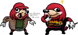 Ugandan_ Knuckles_ Queen_and_ Warrior PNG Image