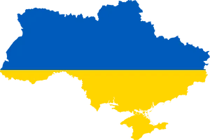 Ukraine Flag Silhouette Map PNG Image