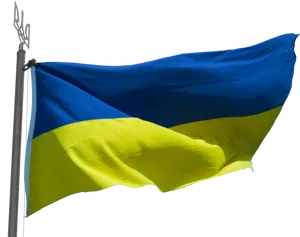 Ukrainian Flag Waving Dark Background PNG Image